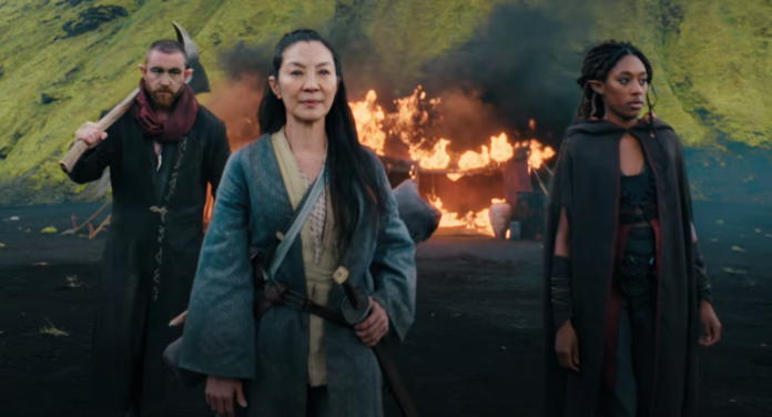 Michelle Yeoh, Sophia Brown, and Laurence O'Fuarain in 