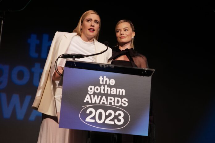 Greta Gerwig and Margot Robbie at The 2023 Gotham Awards